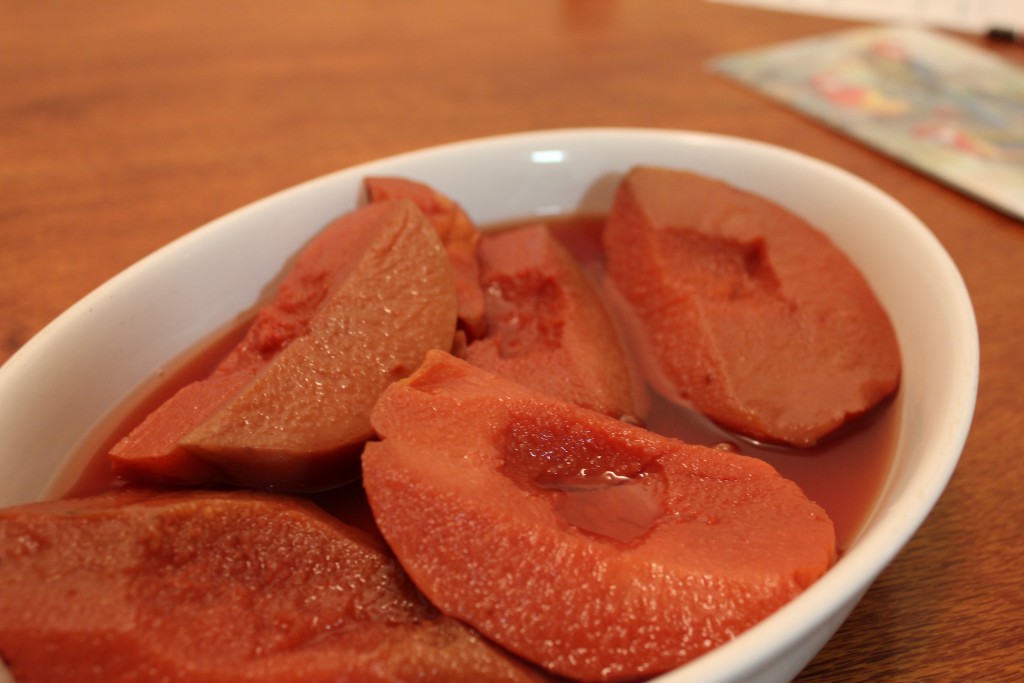 Oven poached quinces