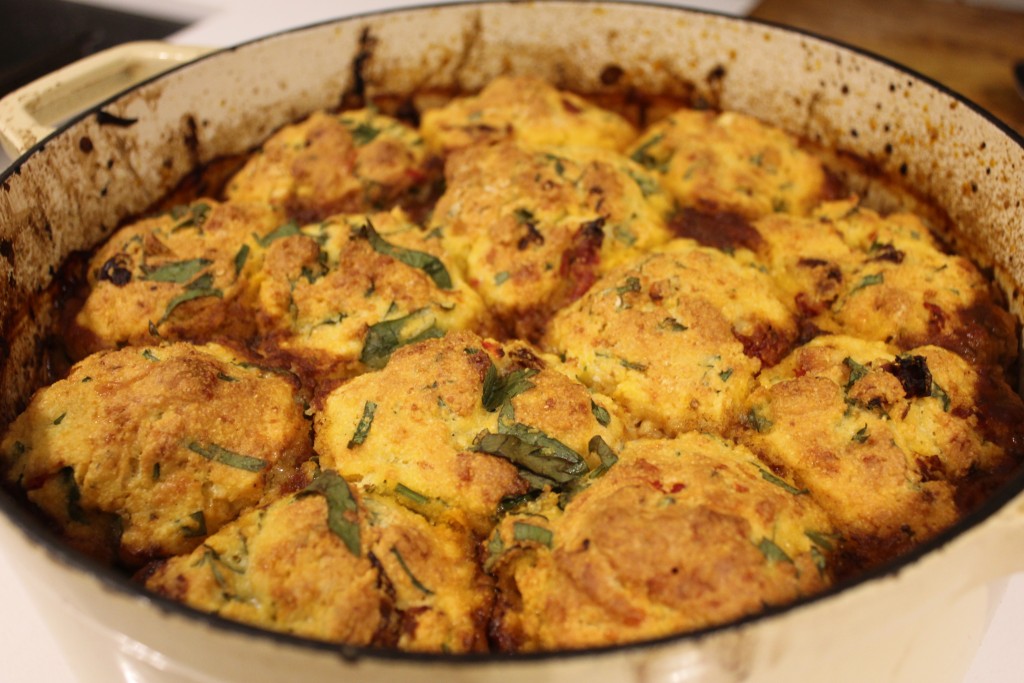 Chilli con carne with coriander cornbread